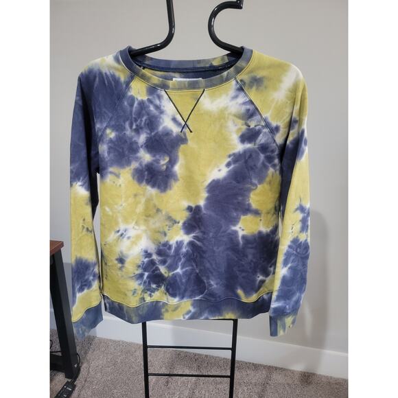 RM Rebecca Minkoff Terry Crew Pullover Top Size M Mustard Tie Dye A474354 NWT - Picture 2 of 9